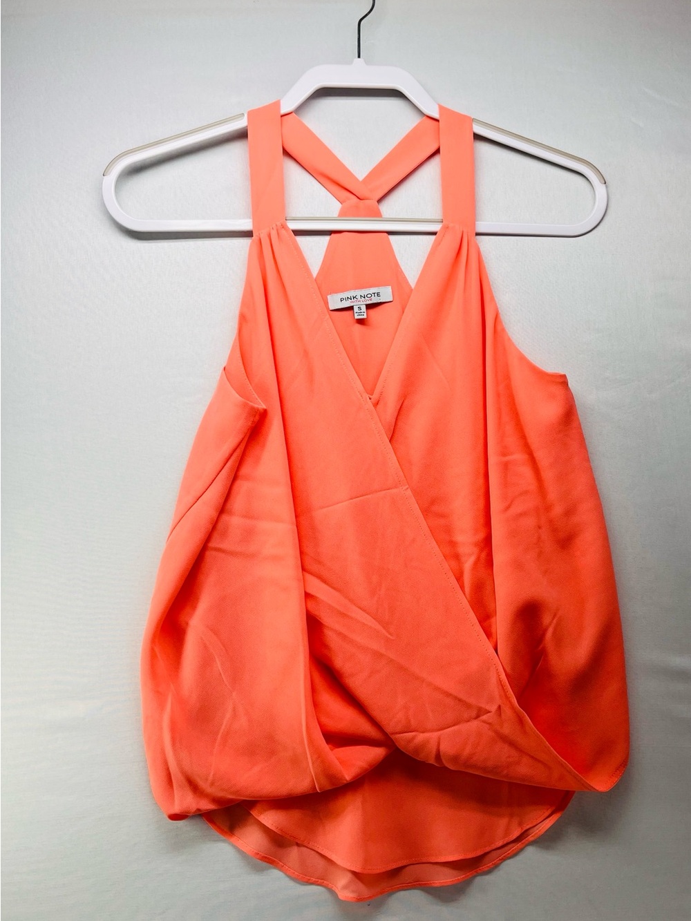 Coral Surplice Halter Blouse